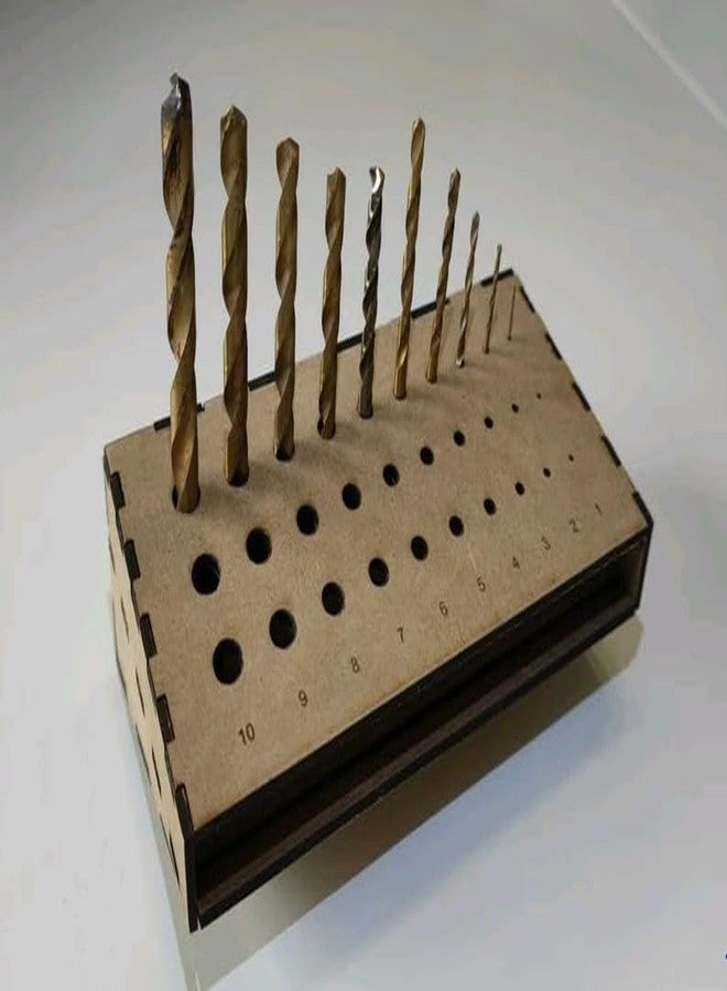 MeeCraft Wooden Drill Bit Organizer - Tools Holder for Workshop and Workbench, Counter Top Display Stand, 18x8x5cm, Brown - Image 4